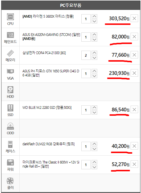 에누리닷컵 조립 컴퓨터 견적 사이트